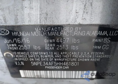 2017 Hyundai Sonata Sport from USA, damaged, VIN 5NPE34AF5HH461801